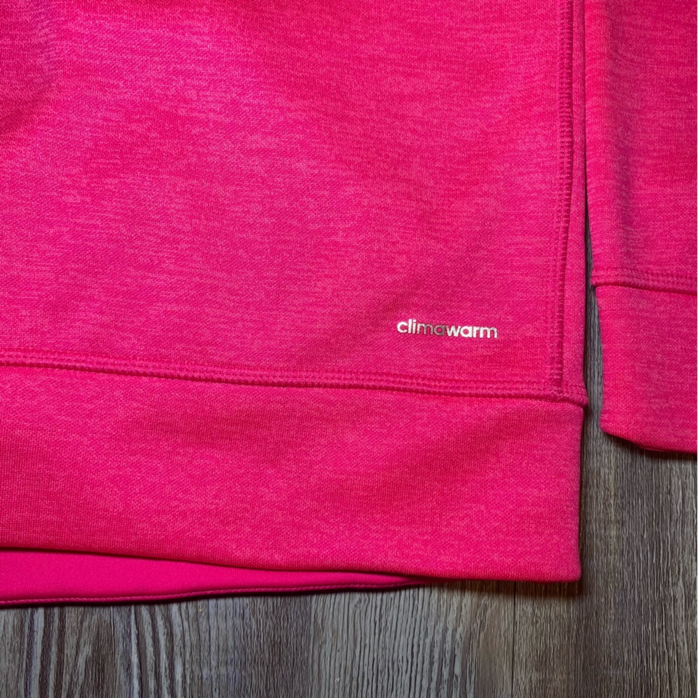 Adidas Womens Climawarm pullover hooded Pink sweatshirt size Medium - Picture 10 of 12